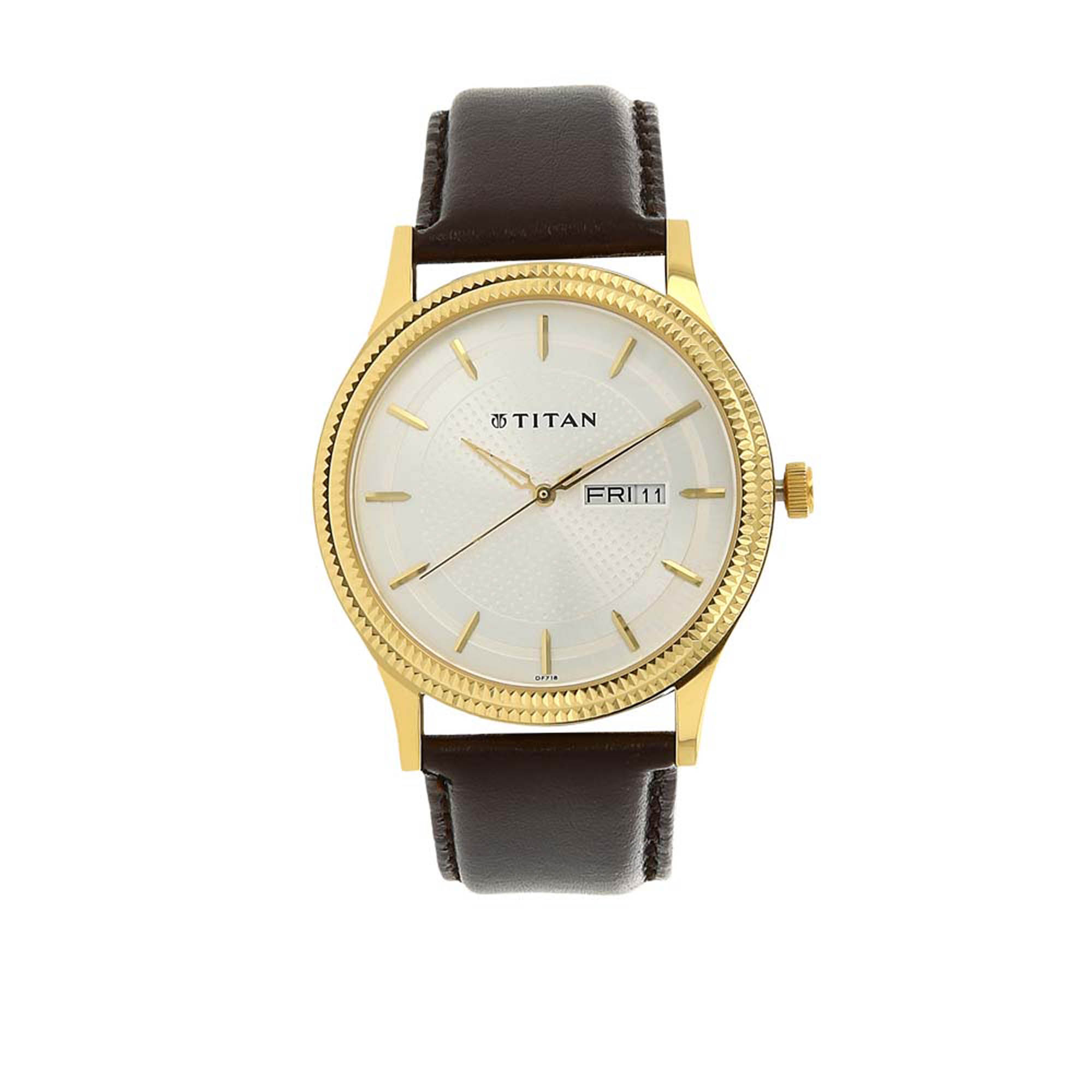 Titan Karishma Silver Dial Brown Leather Strap Watch 1650YL01